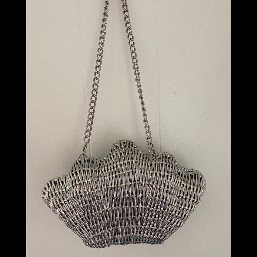 Talbots Silver Sea Shell Rattan Purse Chain Strap